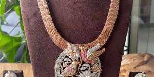 Women Micron Gold Plated Bird Designer Necklace Set