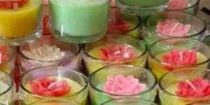 Multicolour Flower Glass Candle