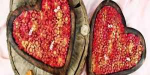 Red Big Size Wooden Heart Shape Candle