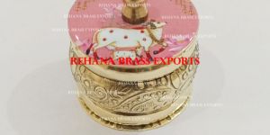 Brass Pichwai Kum Kum Box