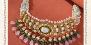 Morganite & Polki Diamond Womens Choker Necklace