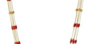 Multiline Coral Womens Gold Beaded Chains