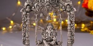Silver Lord Ganesh Jhula Showpiece