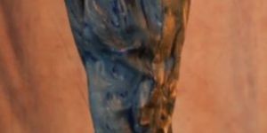 Blue Strokes Abstract Print Dart Pants