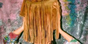 Brown Fringe Bucket Tote Bag