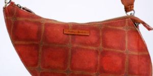 Rust Checkered Print D-shaped Sling & Fanny Bag