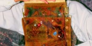 Vintage Brass Frame Printed Embroidered Sling Bag