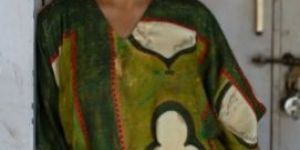 Women Green Card Print Azba Dress