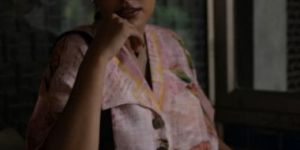 Women Pink Friendly Note Plant Big Collar Shirt