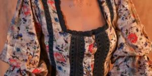 women white floral panelled lace shirt