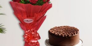Red Rose Bouquet & Cake Combo