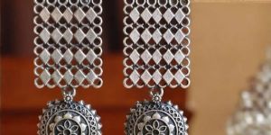 925 Silver Plated Women Navratri Earrings