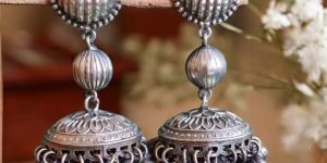 Exquisite 925 Silver-Plated Antique Double Jhumki Earrings For Women