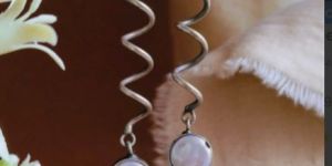 Handcrafted Oxidized Spiral Pearl Women Hoop Earrings