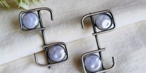 Handcrafted Silver Tone Pearl Women Stud Earrings