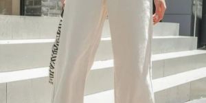 BEIGE HIGH WAIST DENIM PANTS