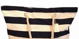 eco-friendly cotton canvas stripe women beach bag
