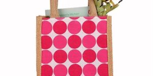 Polka Dot Mini Jute Bag