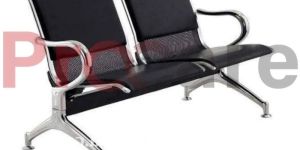 Two Seater Waiting Chair With Cushion- Chrome Finish