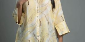 Women Cotton Linen Shirt Digital Printed Casual Wear