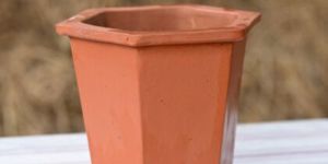 Hexagon Shaped Clay Flower Pot