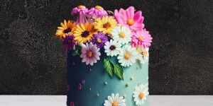 Flower Vase Theme Cake