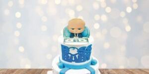 Vanilla Round Boss Baby Theme Cake