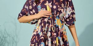 Women Burgundy Super Soft Vintage Floral Maternity Dress