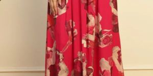 MAGENTA FLORAL ABSTRACT PRINTED WOMEN SKIRT