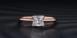 Half Bezel Princess Cut Engagement Ring