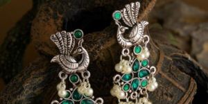 ANN Gold Plated Peacock Design Stone Women Earring