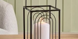 Metal Ribbed Candleholder with Glass Votive