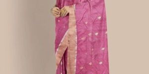 Traditional Handwoven Chanderi Silk Saree with Zari Border for Women