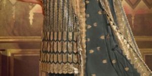 women grey designer soft net sharara suit