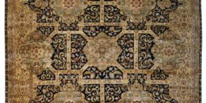 Modern Design Hand Knotted Floor Wool Carpet, Yellow -Black