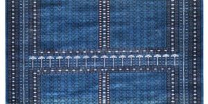 modern design hand knotted blue wool silk carpet