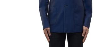 Mens Navy Blue Worsted Wool Classic Bandhgala Set