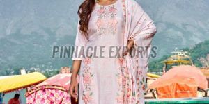 Ladies Floral Printed Light Pink Cotton Pant Suit Set