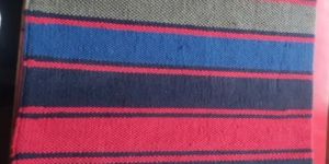 Multicolor Hand Knotted Striped Cotton Durries