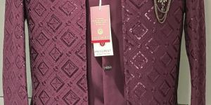 Mens Maroon Three Piece Suit