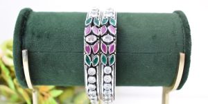 Cut Stone Cocktail Silver Kada