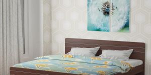 ESTRE Freesia King Size Bed In Dark Acacia Colour