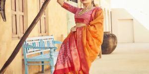 Ladies Red And Yellow Printed Soft Silk Saree
