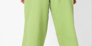 Ladies Cotton Light Green Plain Palazzo