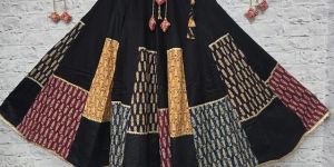 Ladies Stylish Black Cotton Printed Long Palazzo
