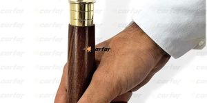 Designer Solid Brass & Wooden Walking Hand Cane Stick