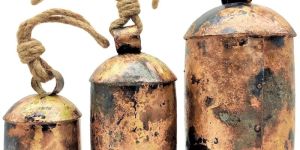 Set of 3 Rustic Black Style Christmas Hanging Cow Bells