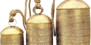 Set of 3 Rustic Copper Style Handmade Christmas Hanging Cow Bells