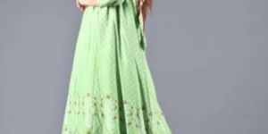 Ladies Green Long Frock Cotton Kurti