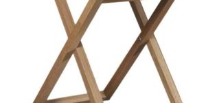 Black & Wood X-Frame Bedside Table